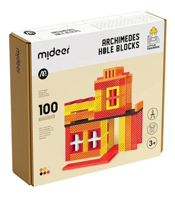 Mideer - Archimedes Diamonds Hole Blocks - Warm color - 100 pieces - Age 3+