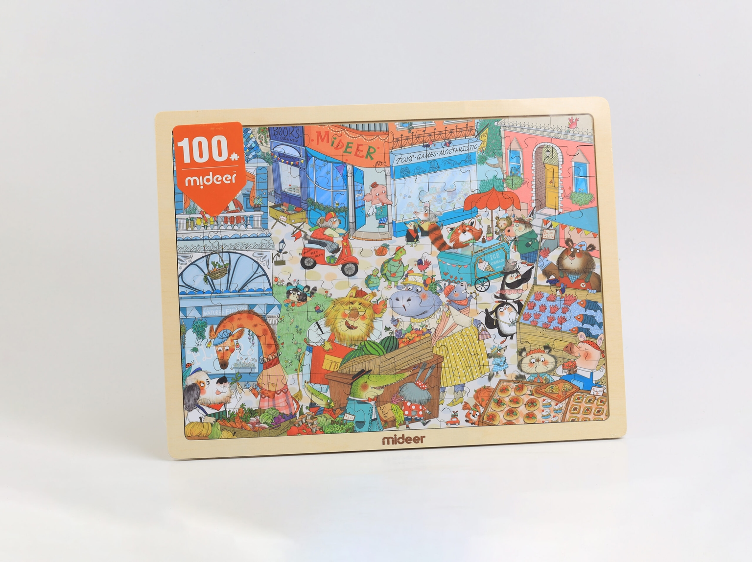 Mideer - Wooden Puzzle - Small Town Market - Age 4+