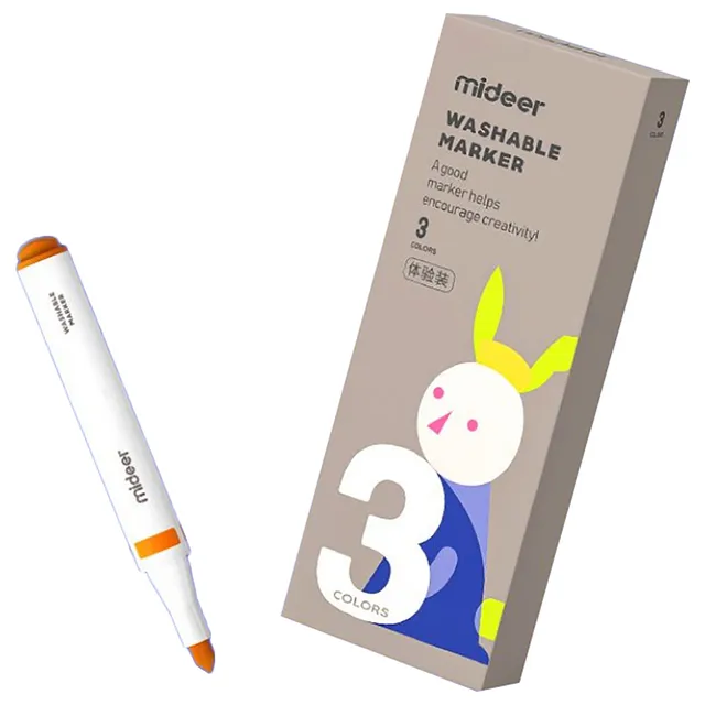 Mideer - Washable Marker Small Tip - 3 Colors - Age 3+
