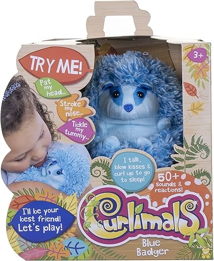 Curlimals Dark Blue Interactive Hedgehog Plush for Kids 3+