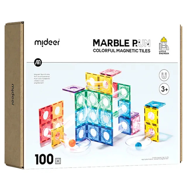 Mideer - Colorful Magnetic Tiles - Marble Run 100Pcs - Age 3+