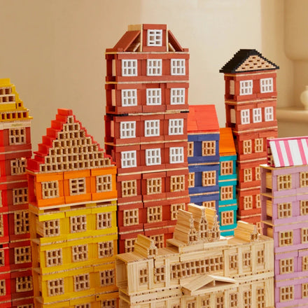Mideer Cityblocks Archimedes Wooden Blocks - Warm Colour Palette