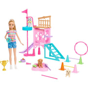 Barbie and Stacie Puppy Obstacle Course Playset - Doll and 3 Puppies