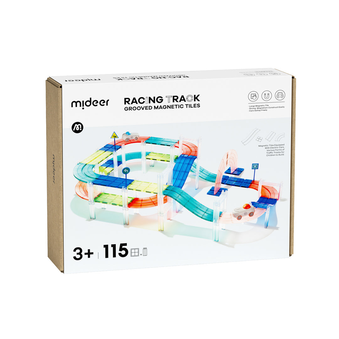 Mideer Racing Track Grooved Magnetic Tiles