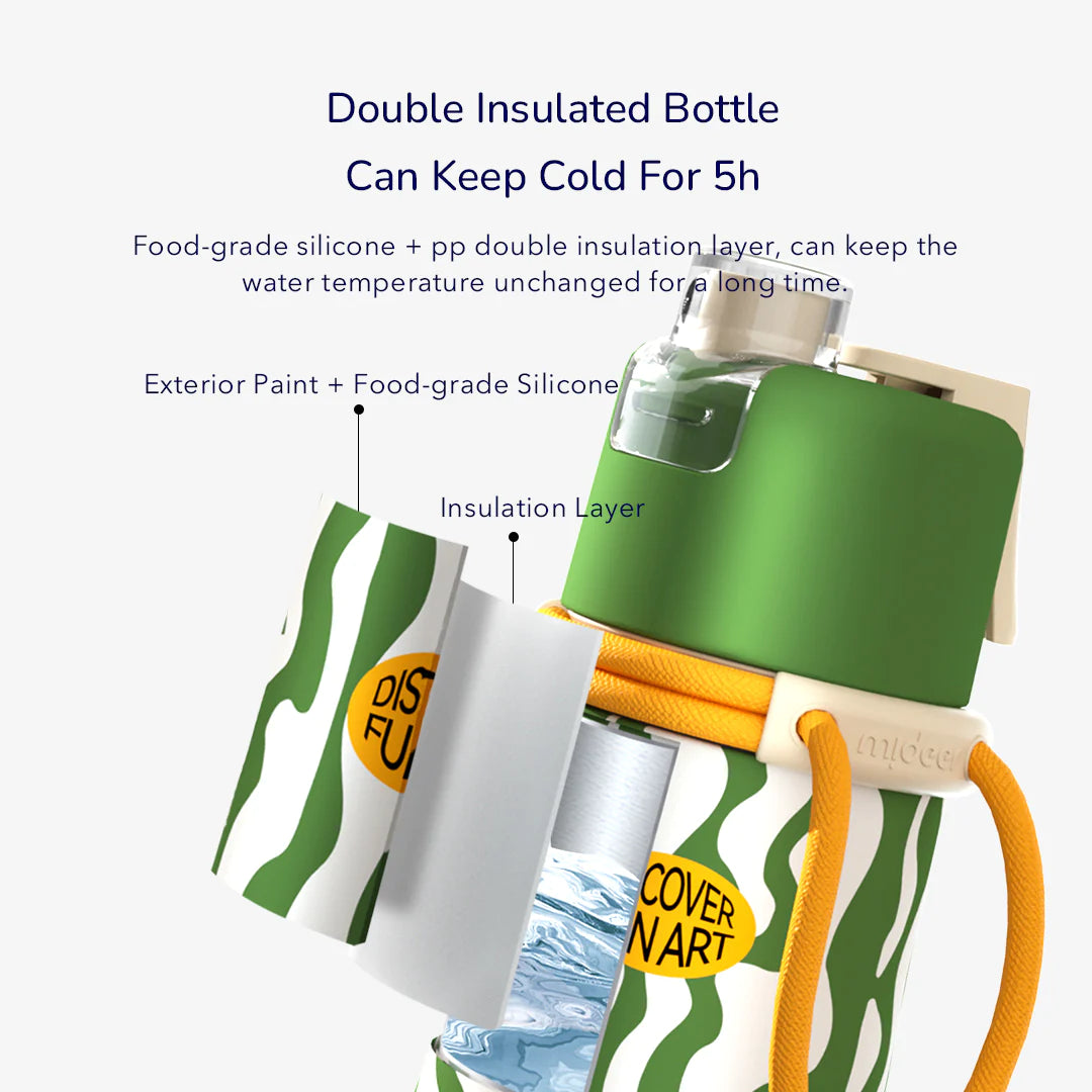 Mideer Portable Spray Cup Water Bottle Ocean Green