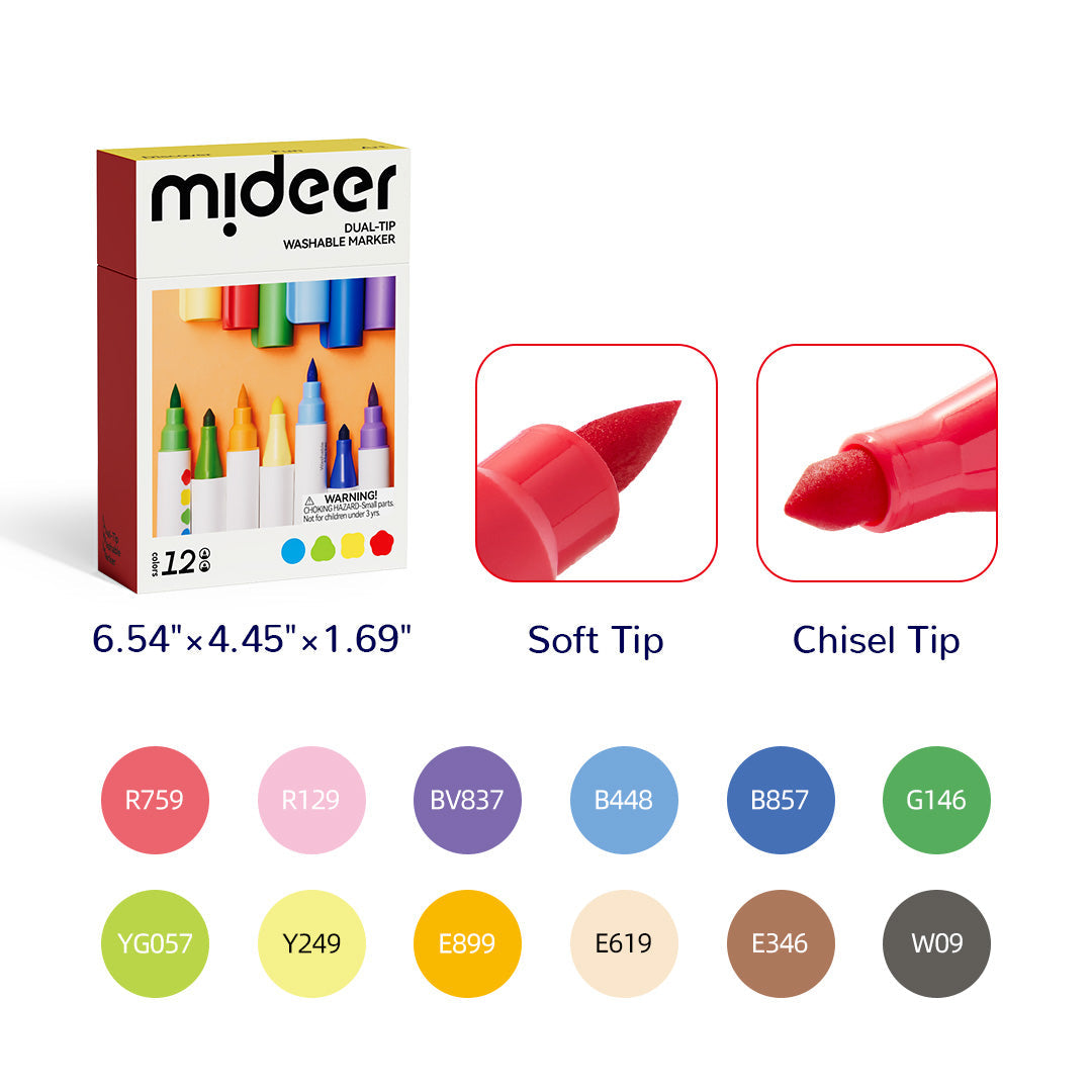 Mideer Washable Markers (12 Colours)
