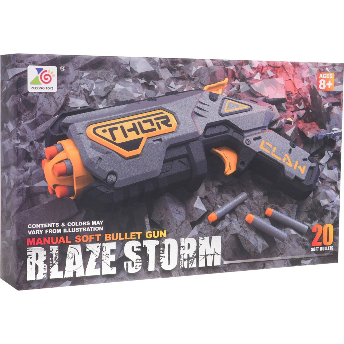 Blaze Storm Manual Soft Bullet Blaster 20 Bullets - Foam Battle Toy
