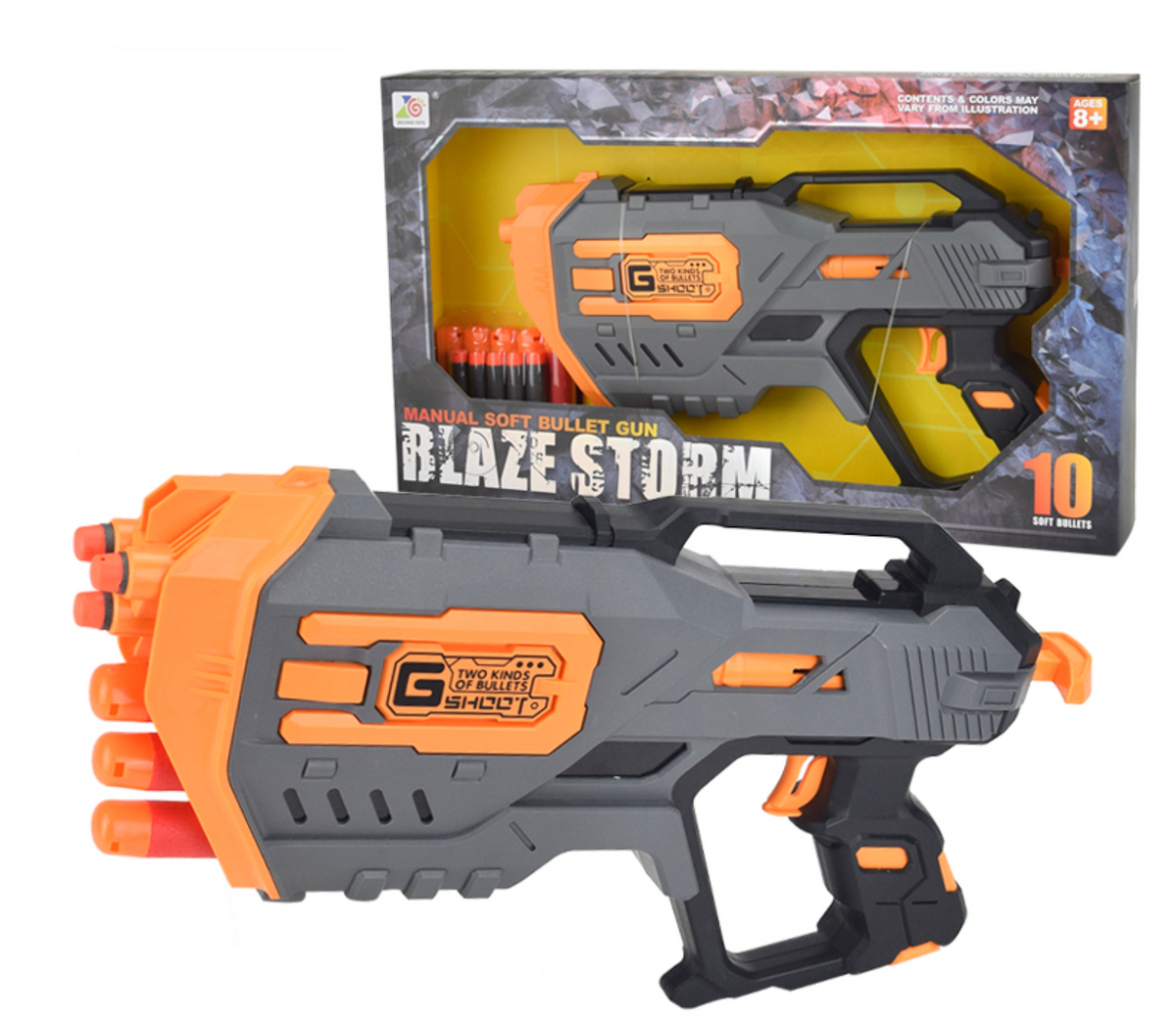 Blaze Storm Manual Blaster Small and Big Bullets - Foam Battle Toy