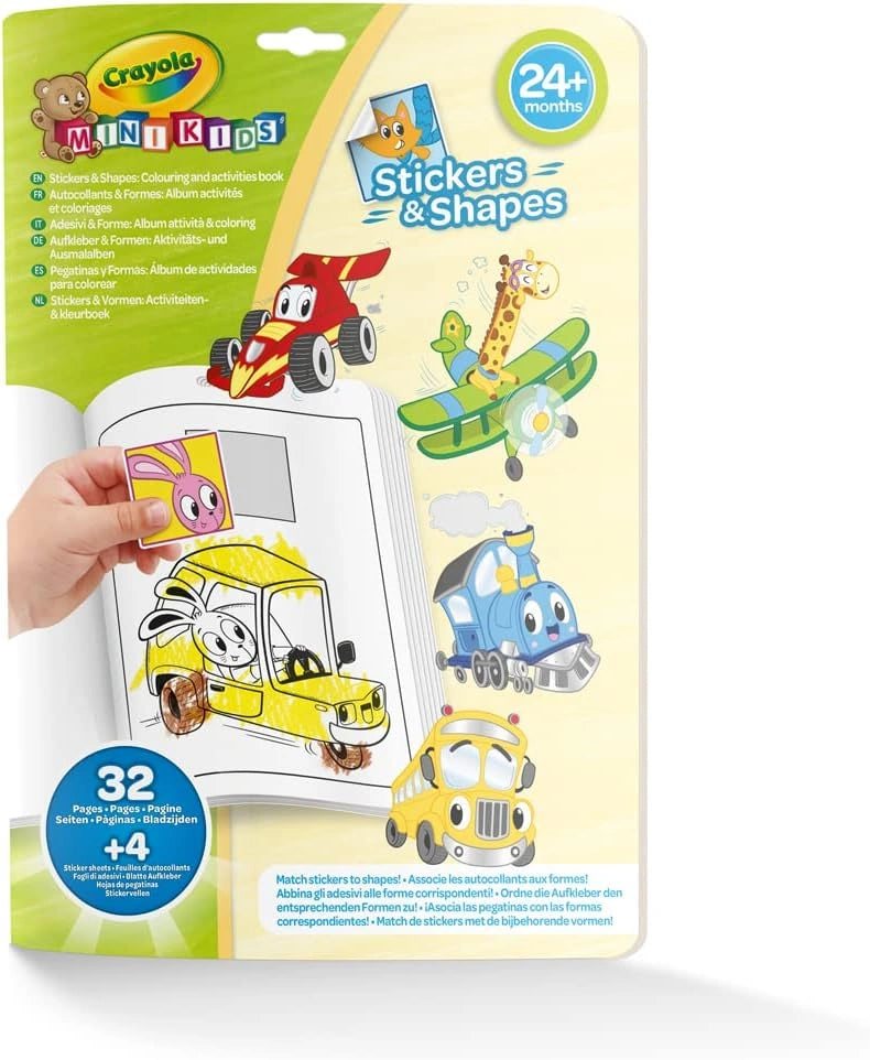 Crayola Whimsical Wheels Sticker & Shape Colouring Book