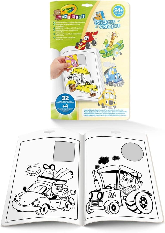Crayola Whimsical Wheels Sticker & Shape Colouring Book
