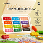 Mideer Washable Beeswax Pease Crayons - 12 Colours