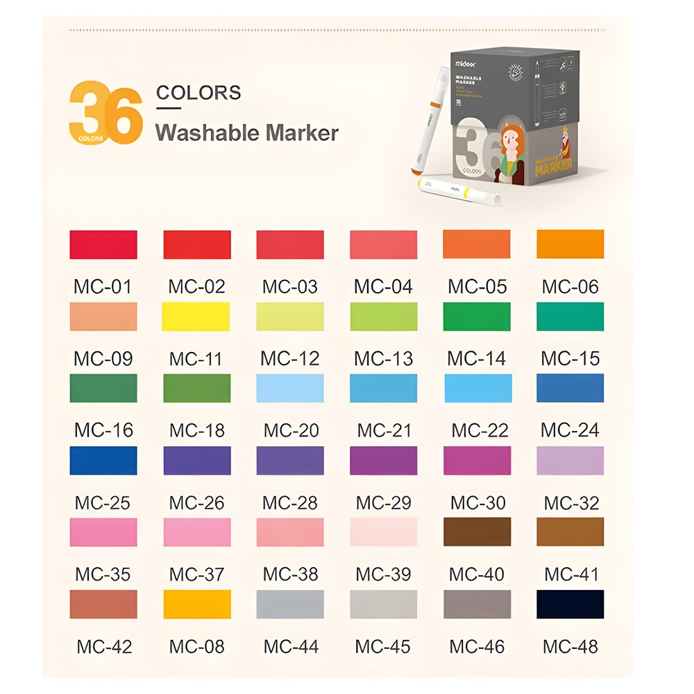Mideer Washable Marker Small Tip - 36 Colours