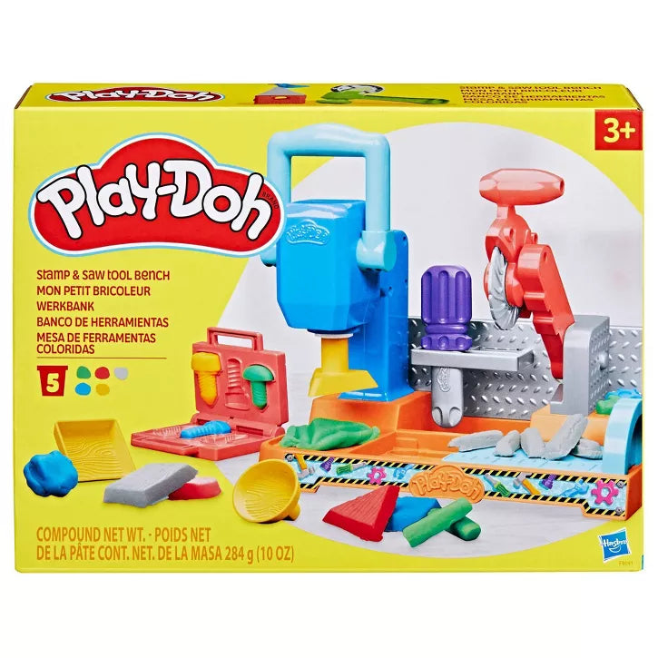 Play-Doh Stamp and Saw Tool Bench Playset - Pretend Workbench Toy
