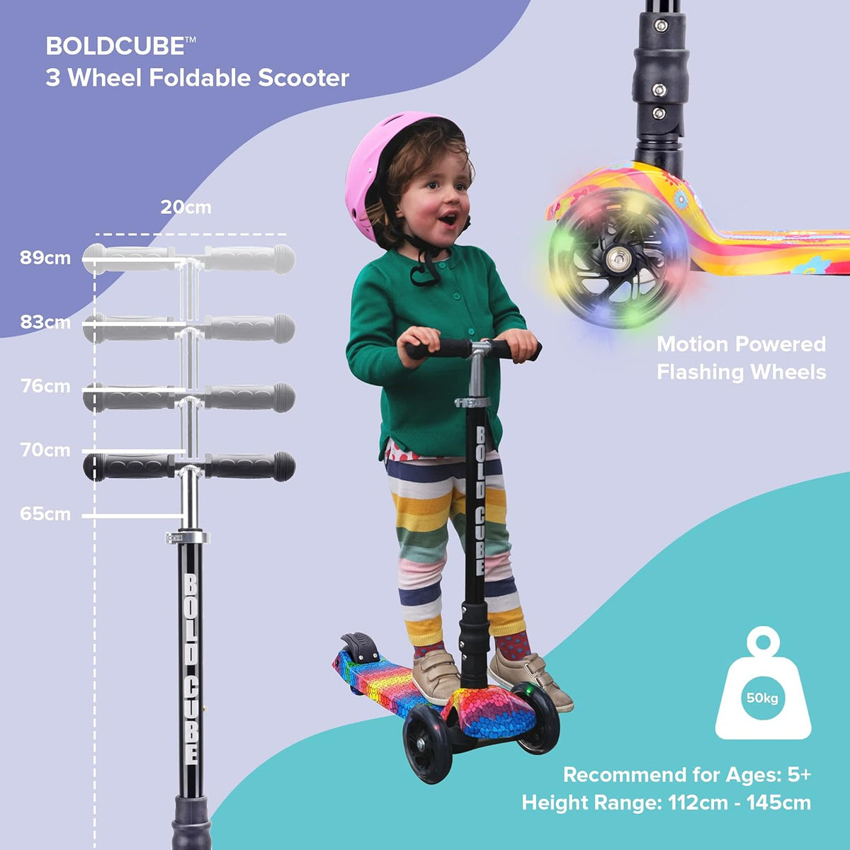 Bold Cube Big 3 Wheel Scooter Kitty Love - Stable Kids Scooter
