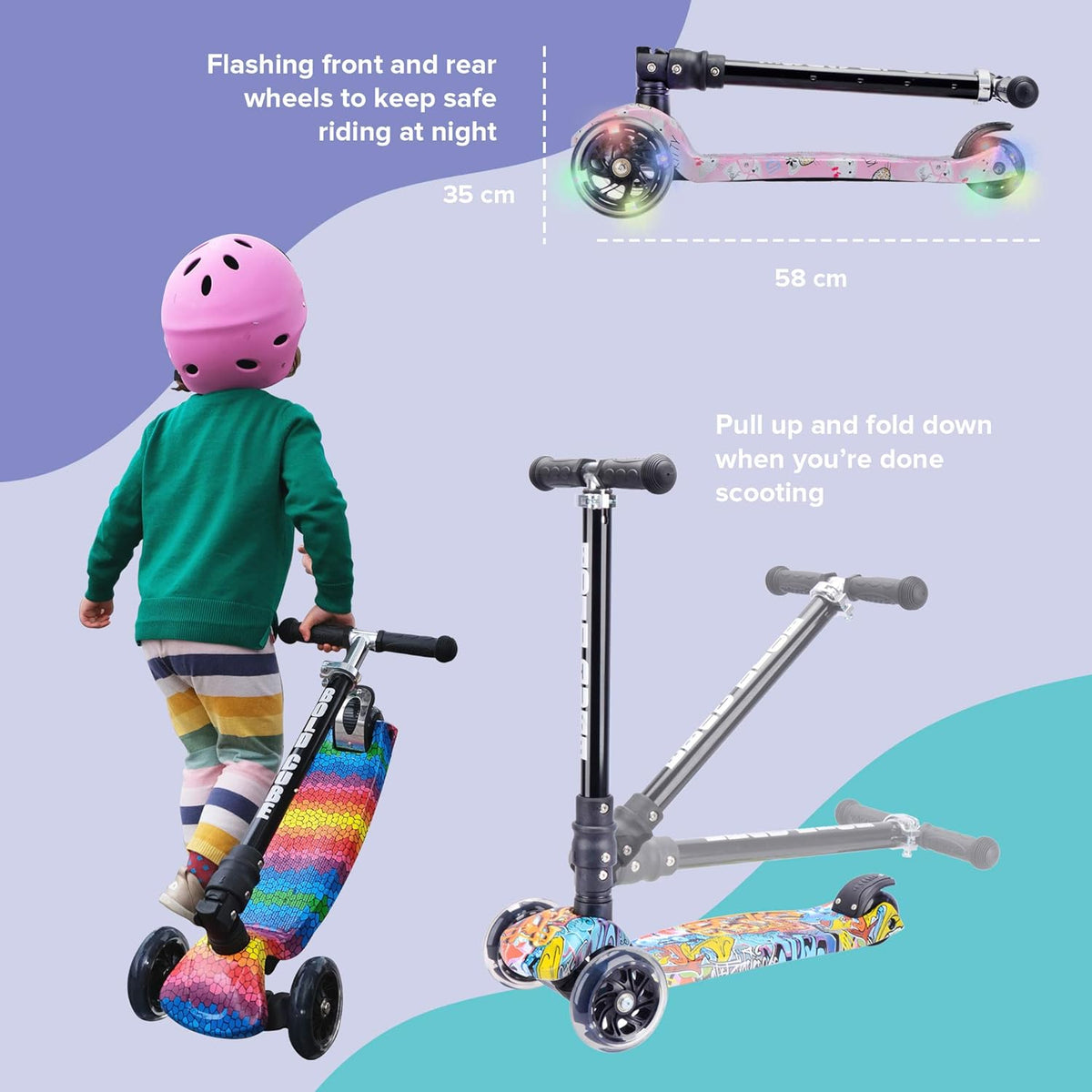 Bold Cube Big 3 Wheel Scooter Kitty Love - Stable Kids Scooter