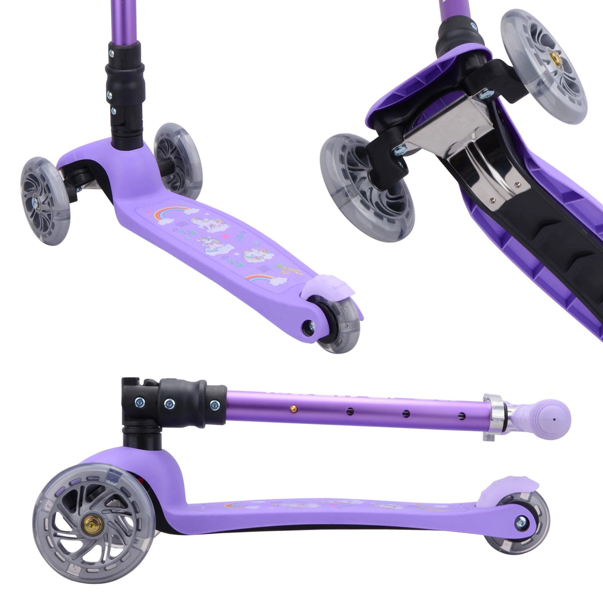 Bold Cube Three Wheel Scooter Unicorn Purple - Stable Kids Scooter
