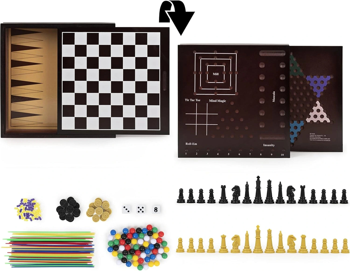 Spin Master Wooden Family 10-in-1 Game Set