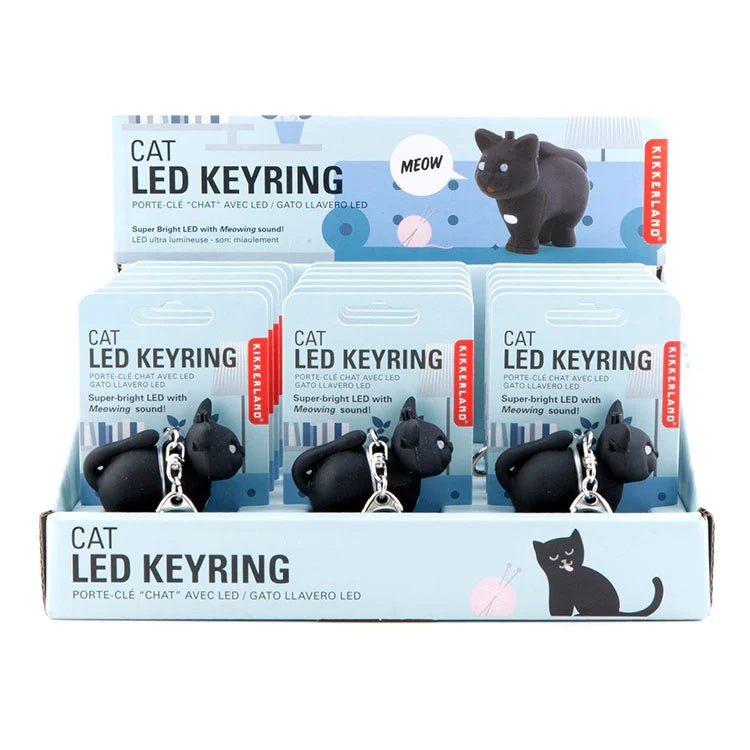 Kikkerland - Cat Led Keychain Carded/Cdu - Code Y904