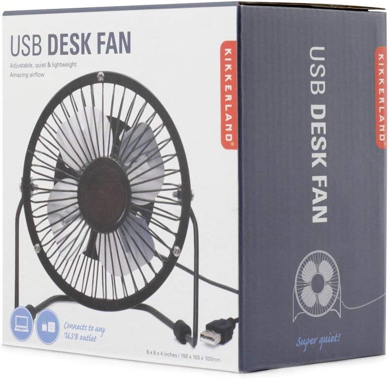 Kikkerland -  Usb Metal Desk Fan - Black
