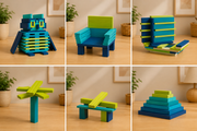 Mideer Archimedes Wooden Blocks - Cityblocks Cool Color - Ages 3+
