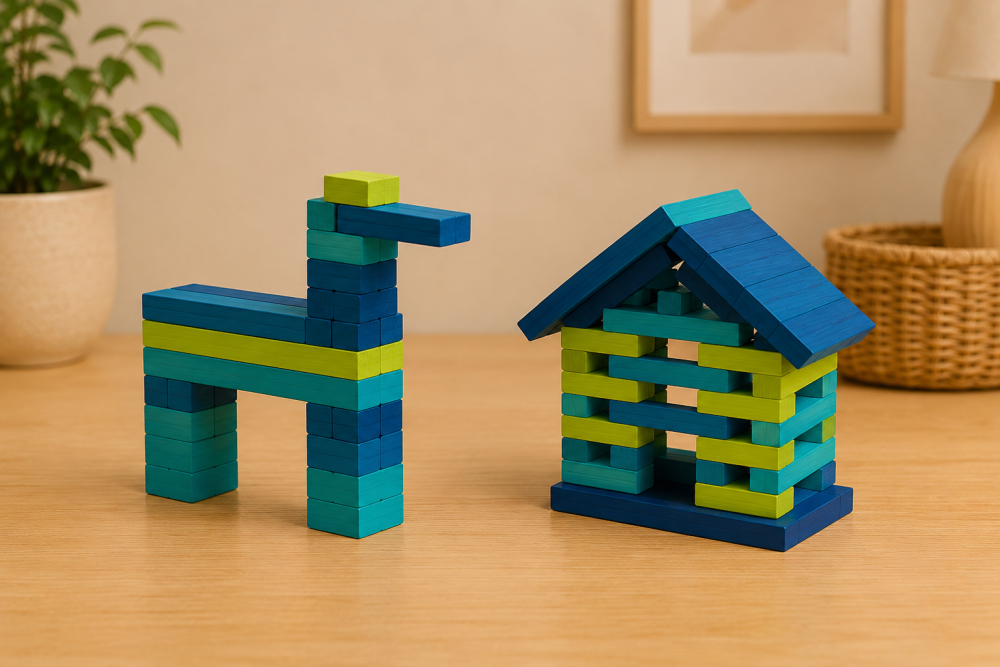 Mideer Archimedes Wooden Blocks - Cityblocks Cool Color - Ages 3+