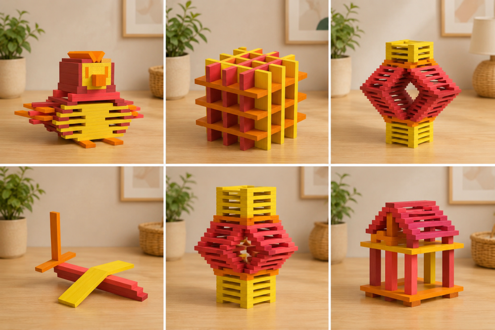 Mideer Archimedes Wooden Blocks - Cityblocks Warm Color - Ages 3+
