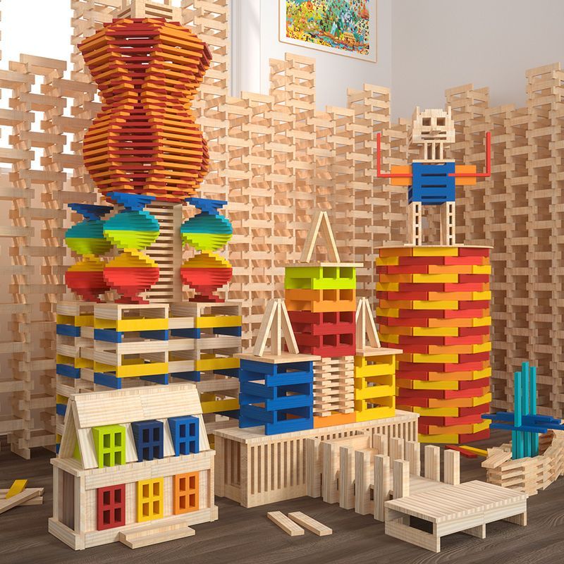 Mideer Archimedes Wooden Blocks - Cityblocks Warm Color - Ages 3+