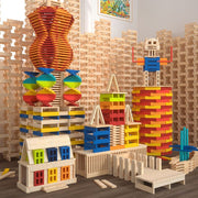 Mideer Archimedes Wooden Blocks - Cityblocks Warm Color - Ages 3+