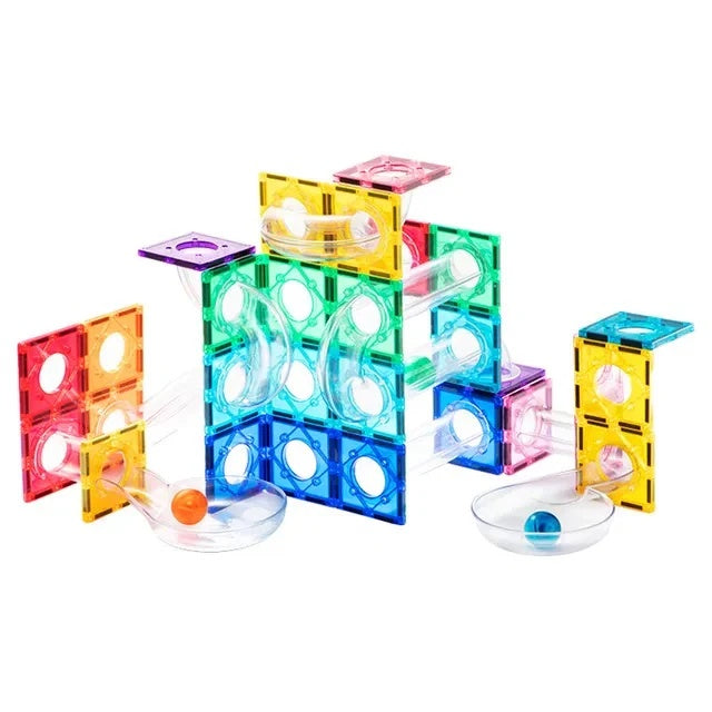 Mideer Colorful Magnetic Tiles Marble Run - 100 Pieces - Ages 3+