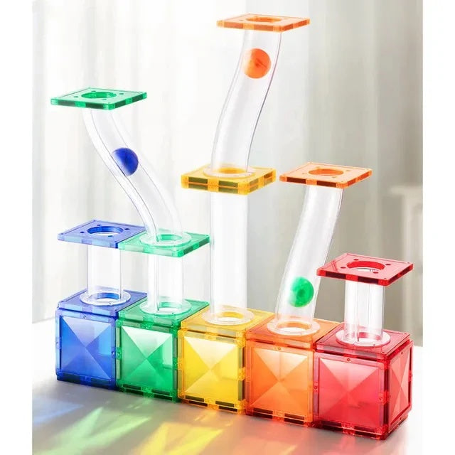 Mideer Colorful Magnetic Tiles Marble Run - 100 Pieces - Ages 3+