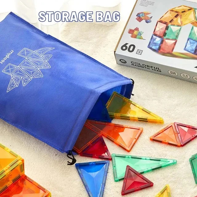 Mideer Colorful Magnetic Tiles Marble Run - 100 Pieces - Ages 3+