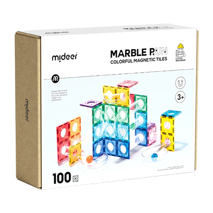 Mideer Colorful Magnetic Tiles Marble Run - 100 Pieces - Ages 3+