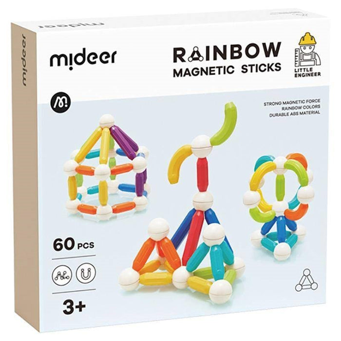 Mideer Rainbow Magnetic Sticks 60 Pieces - Kids Build Set