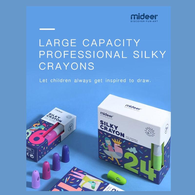 Mideer Washable Silky Crayon Set 6 Colors - Non-Toxic Kids Crayon Set