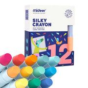 Mideer Washable Silky Crayon 12 Colors - Mess-Free Kids Coloring Set