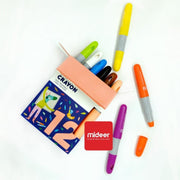 Mideer Washable Silky Crayon 12 Colors - Mess-Free Kids Coloring Set