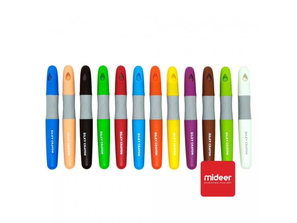 Mideer Washable Silky Crayon 24 Colors - Mess-Free Kids Coloring Set
