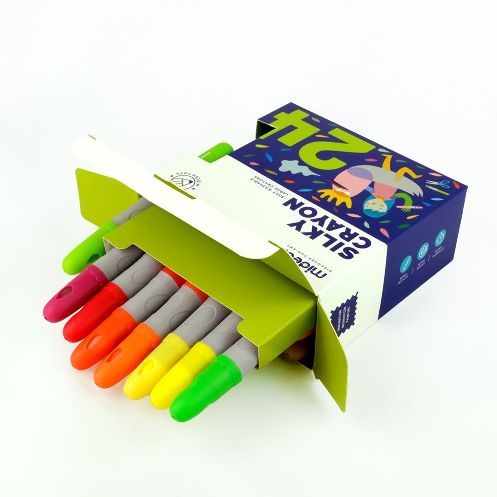 Mideer Washable Silky Crayon 24 Colors - Mess-Free Kids Coloring Set