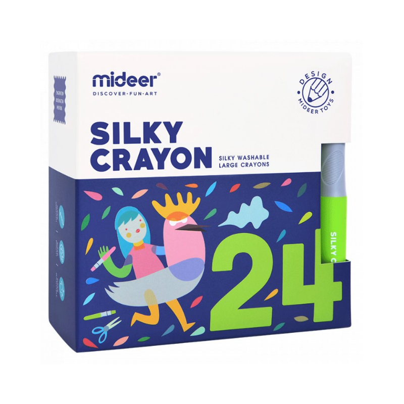 Mideer Washable Silky Crayon 24 Colors - Mess-Free Kids Coloring Set