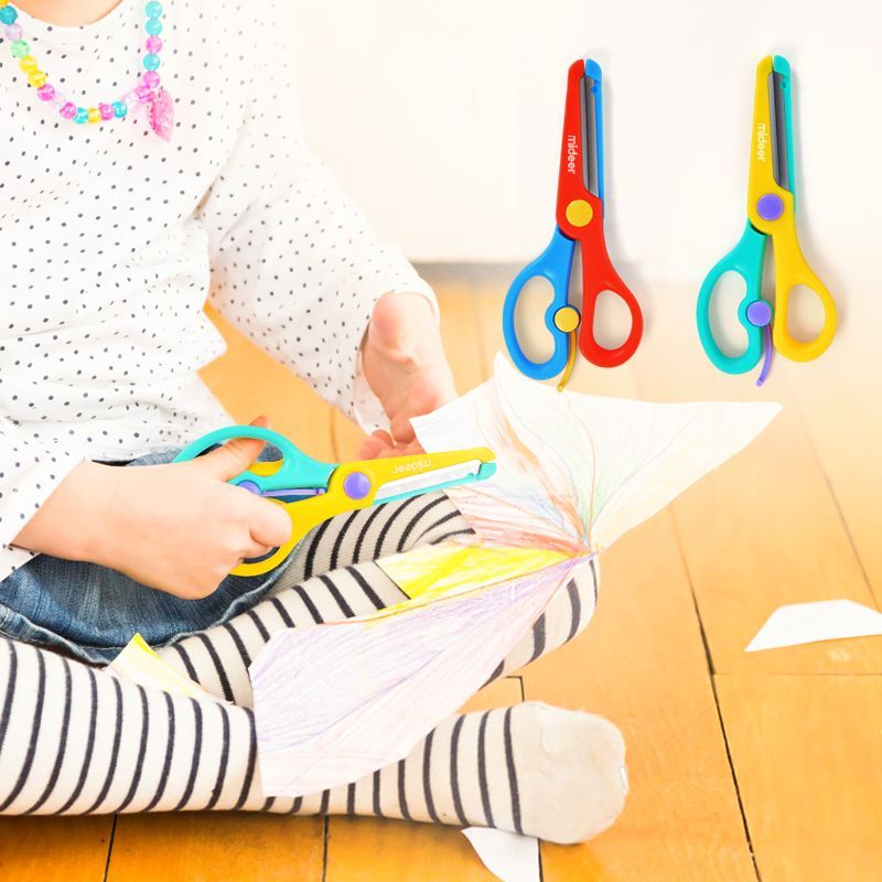 Mideer Kids Scissors Red and Blue - Child-Safe Craft Scissors