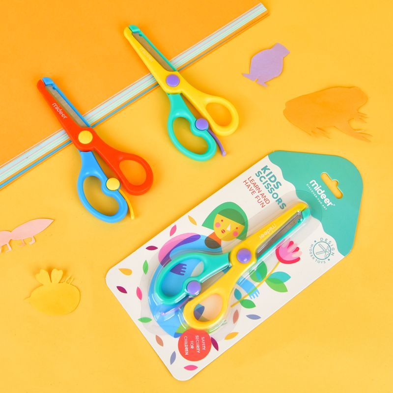 Mideer Kids Scissors Red and Blue - Child-Safe Craft Scissors