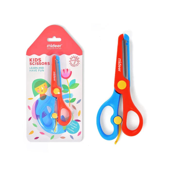 Mideer Kids Scissors Red and Blue - Child-Safe Craft Scissors