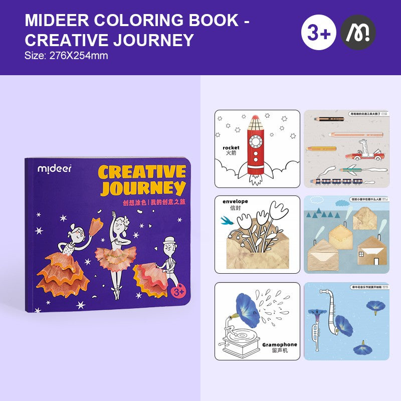 كتاب تلوين رحلة إبداعية من Mideer - كتاب أنشطة للأعمار 3 سنوات فما فوق