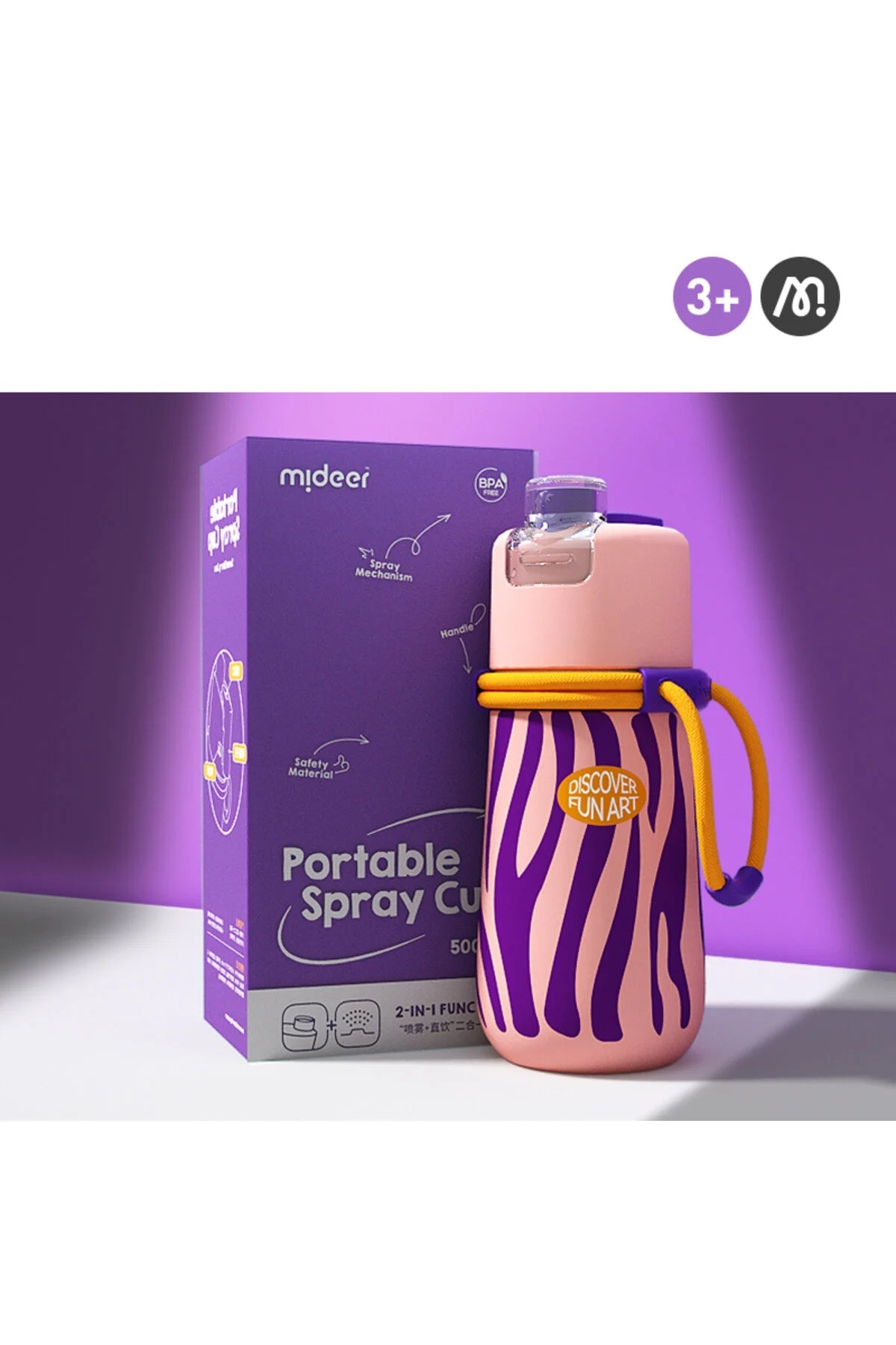 Mideer Portable Spray Cup Water Bottle Blush Pink - Cooling Mist