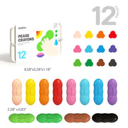Mideer Washable Beeswax Pea Crayons 12 Colors - Kids Crayon Set