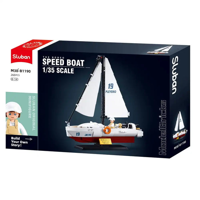 Sluban ModelBricks Rodeo Speed Boat 260 Pieces - 1/35 Racing Boat