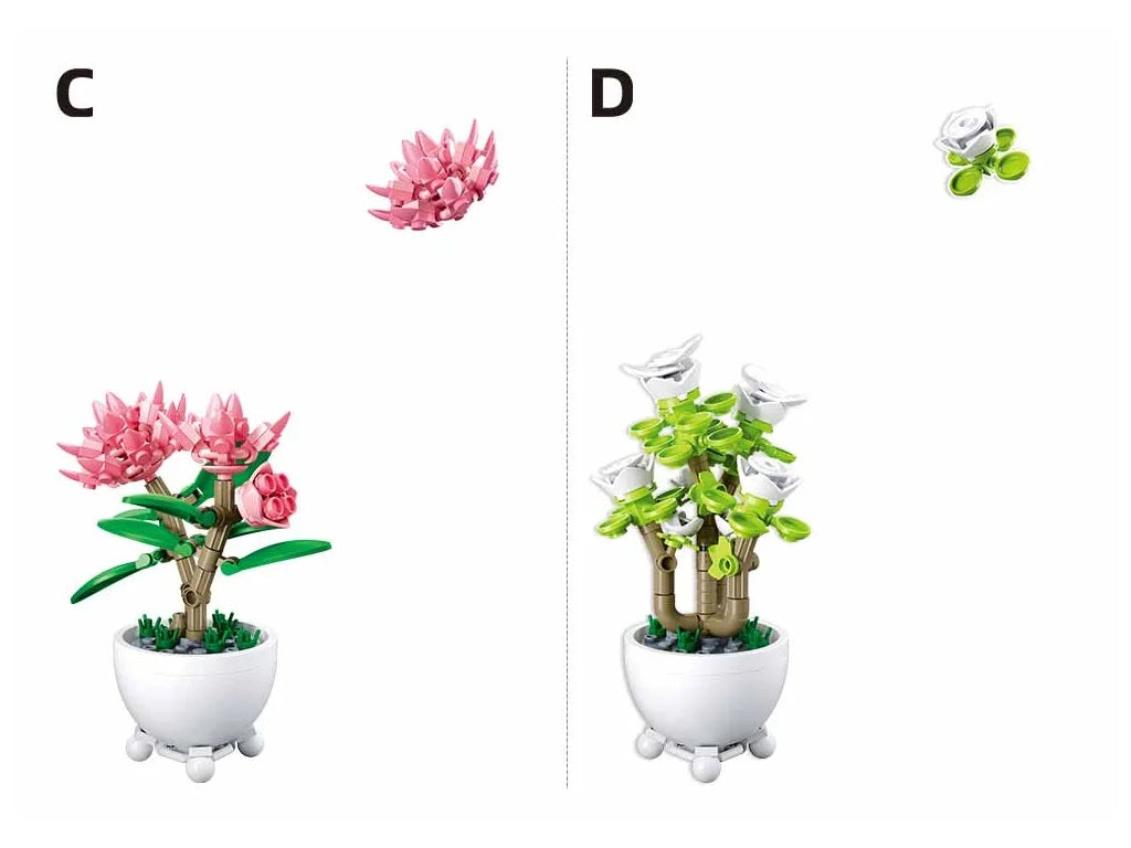 Sluban Pink Peony Potted Plant Building Set