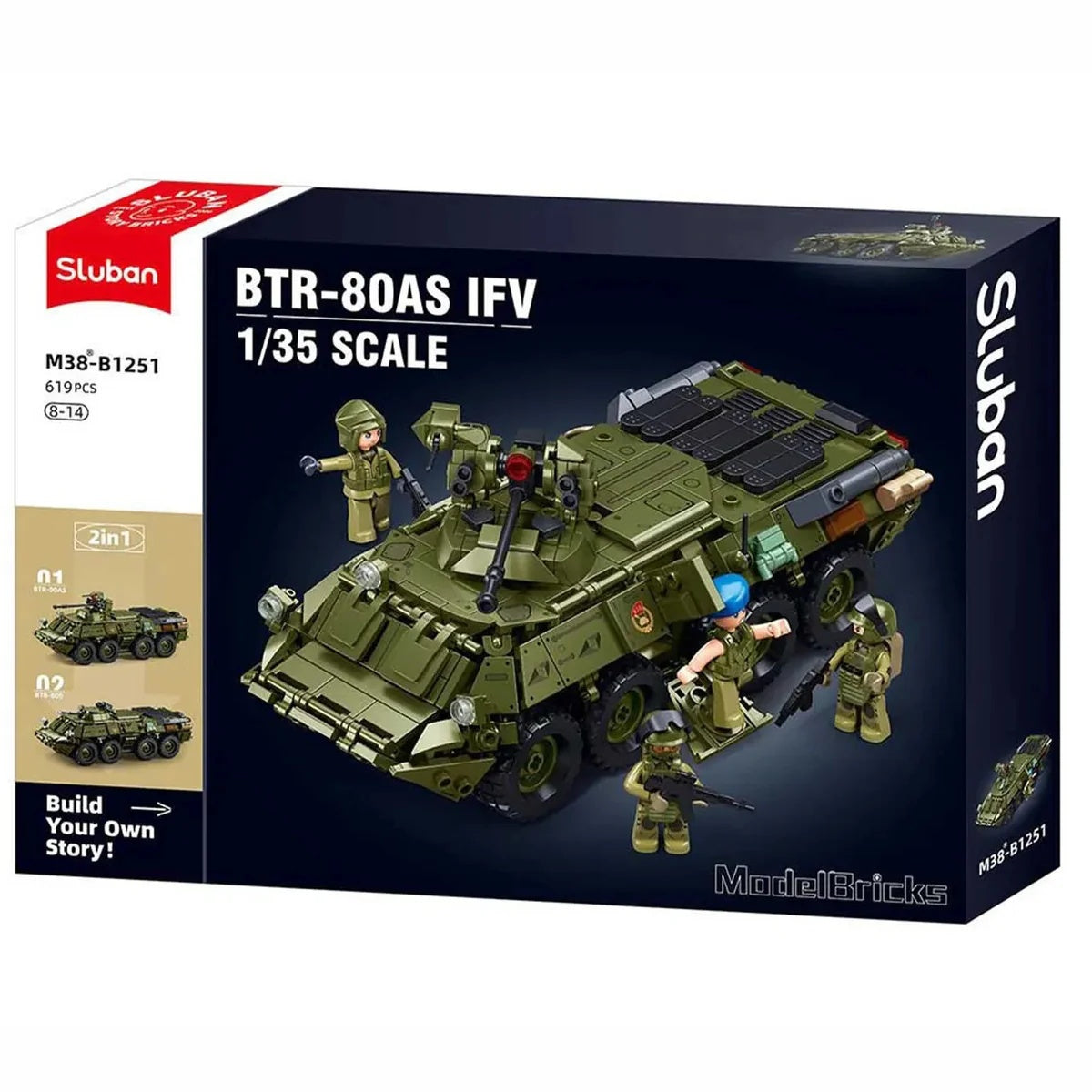 Sluban ModelBricks BTR80AS Fighting Vehicle 611 Pieces - 2-in-1 Set