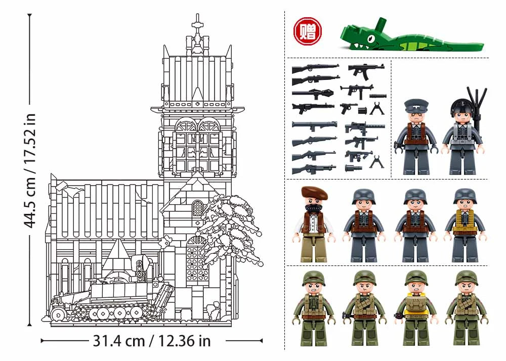 Sluban ModelBricks Church of Sainte-Mère-Église 2287 Pcs