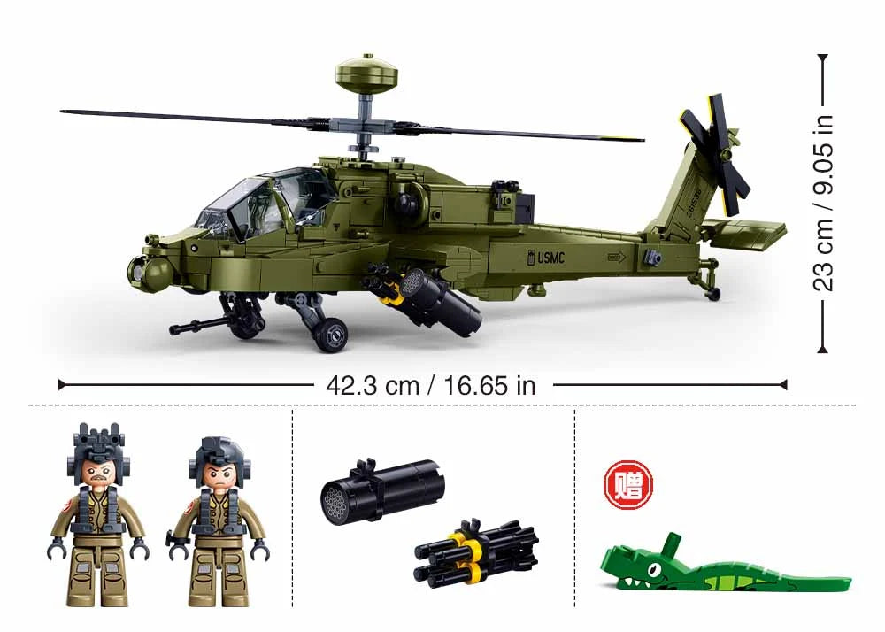 Sluban - Modelbricks 1/44 Ah-64D Apache 728 Pcs